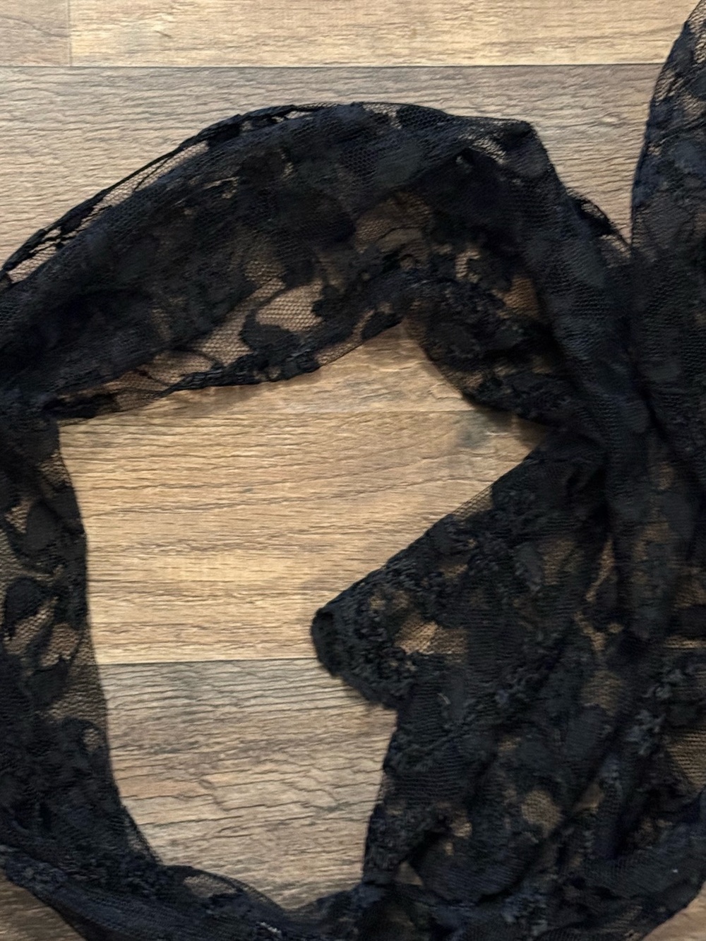 VTG A. Brod Black Sheer Floral Lace Long Scarf Made in USA Goth Coquette - Picture 5 of 7